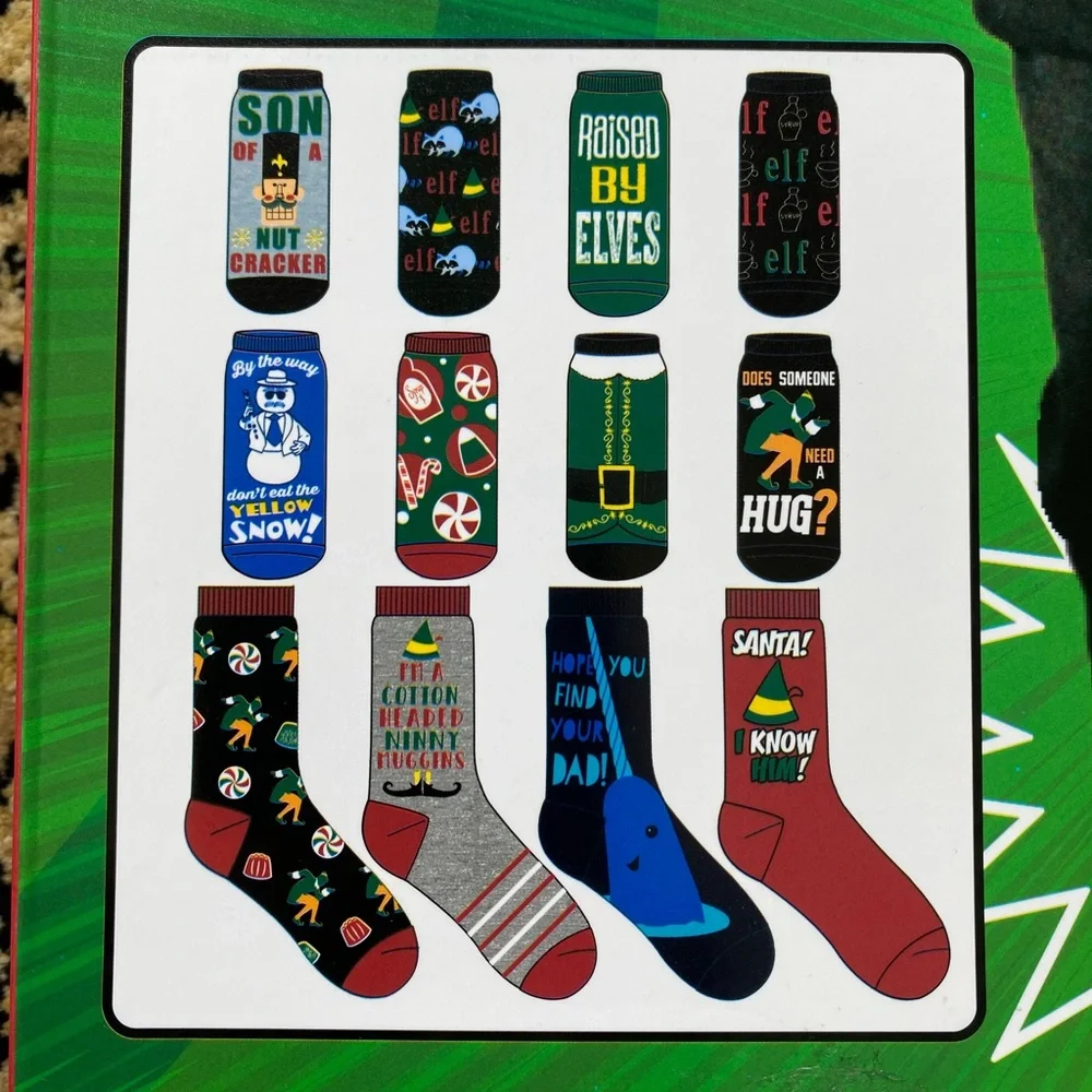 “Elf” 12 days of Christmas socks (NIB)